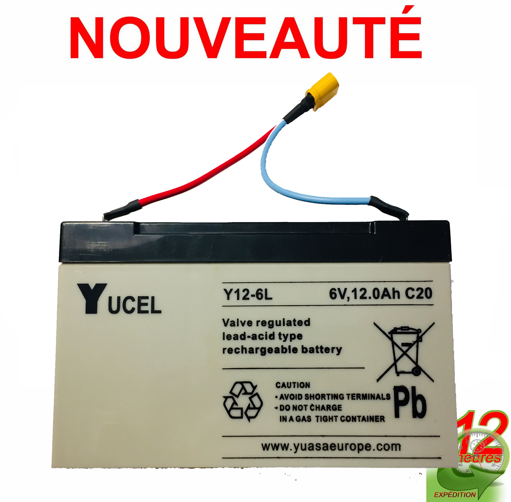 Batteries bateaux amorceurs Anatec très bonne autonomie: BATTERIE PLOMB 6V  12Ah - Connexion XT60